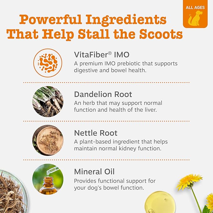 Zesty Paws Scoot Away Soft Chews - Healthy Bowel Function with Bromelain, Vita Fiber for Dogs, & Dandelion Root for Dog Digestive Support and Gut Health - 90 Soft Chews