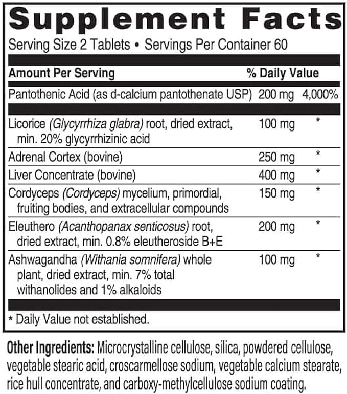 Advanced Bionutritionals Advanced Adrenal Factor – Adrenal Support Supplement – Non-GMO, Gluten-Free, Vegan – 120 Tablets