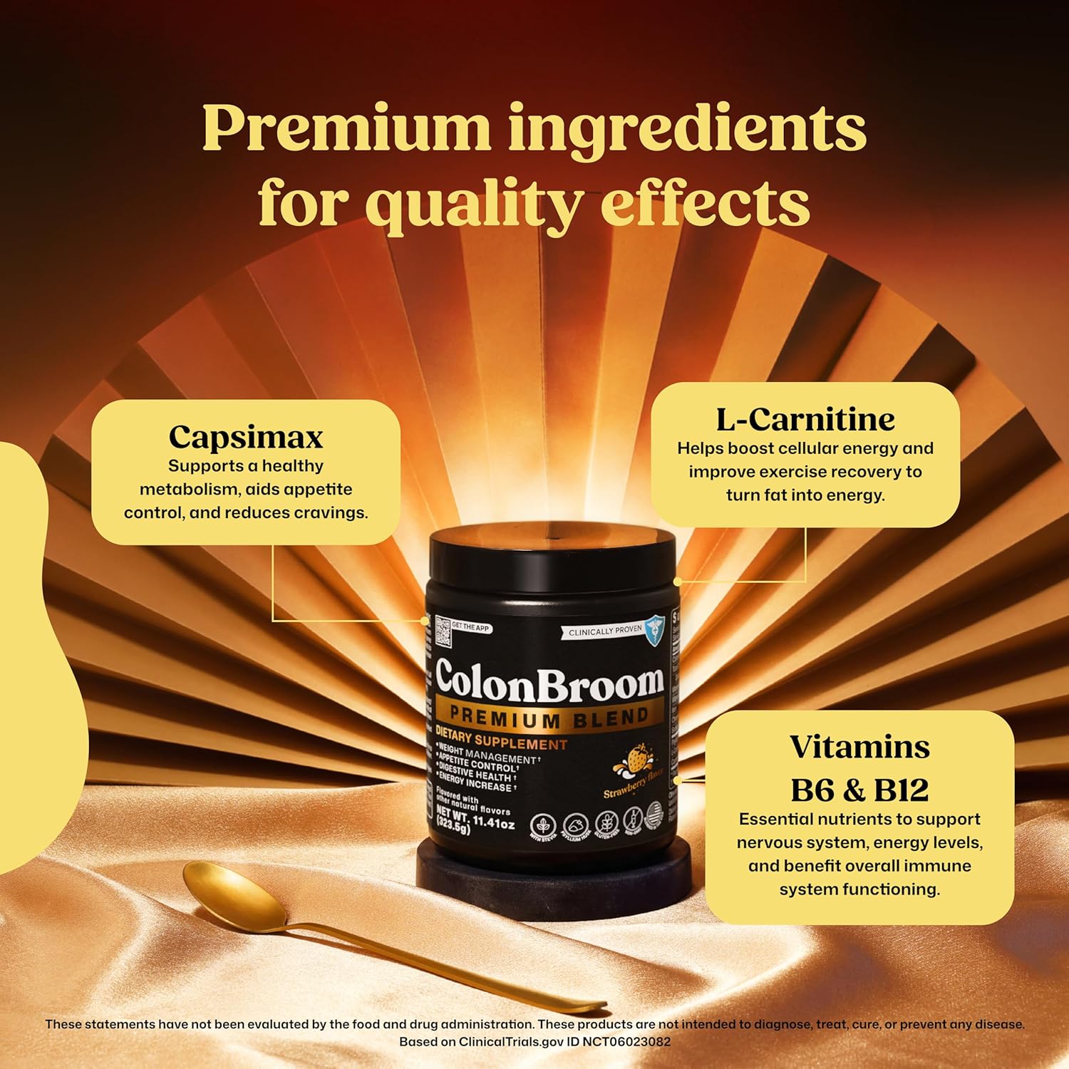 ColonBroom Premium Weight Management Supplement (Strawberry) - Colon Broom Psyllium Husk Fiber Powder Drink - Gluten Free, Non-GMO Colon Cleanse for Bloating Relief & Gut Health, 200 Servings