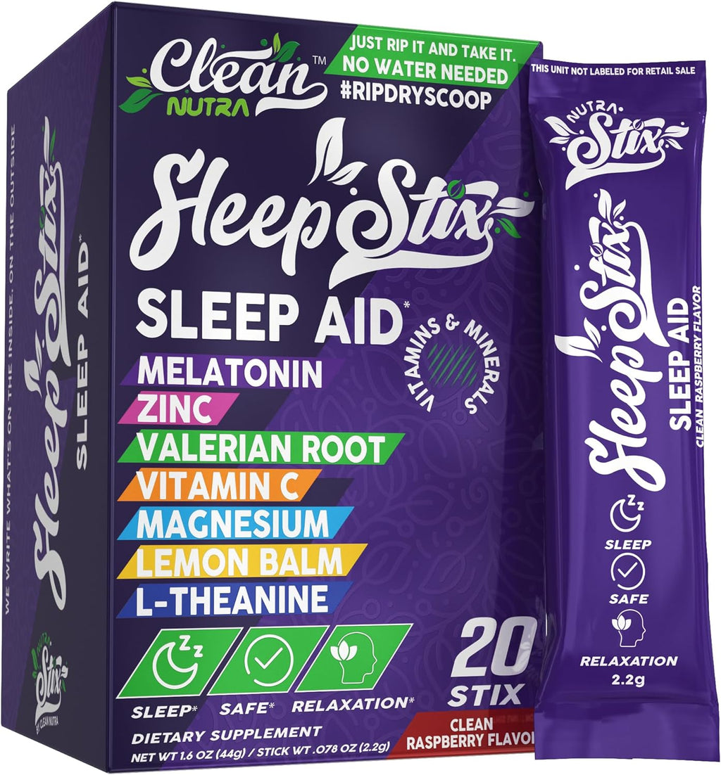 Sleep Aid Melatonin Powder Tryptophan Glycine Valerian Root Magnesium For Sleep Lemon Balm L Theanine Magnesium Glycinate Zinc Sleep Aid Myo Inositol GABACalm B6 5 HTP Stress Relief 20 Stix