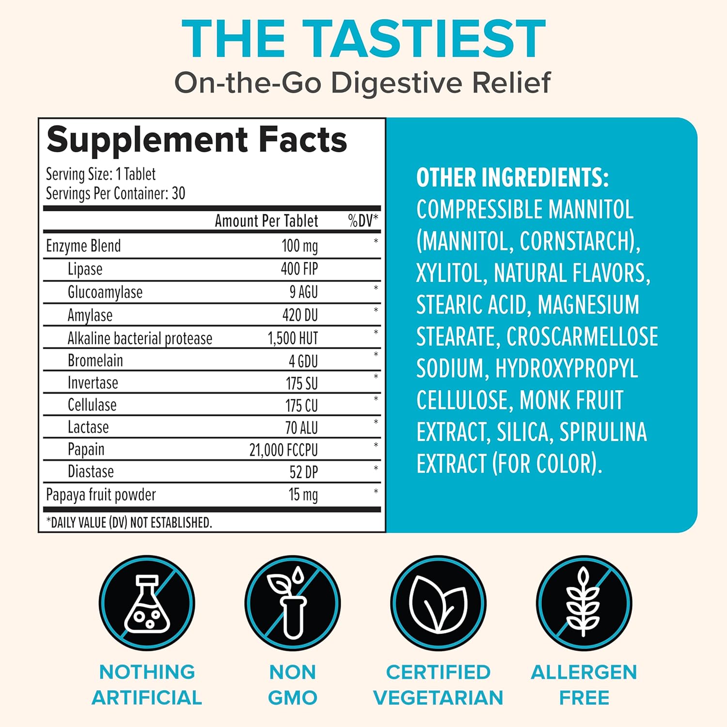 Zenwise Health Digestive Enzyme Breath Mints for Gut Health, ICY Peppermint Flavor - Digestive Enzymes for Bloating Relief & Gut Support - Multi Enzymes Digestion Supplement - 30 Chewable Tablet
