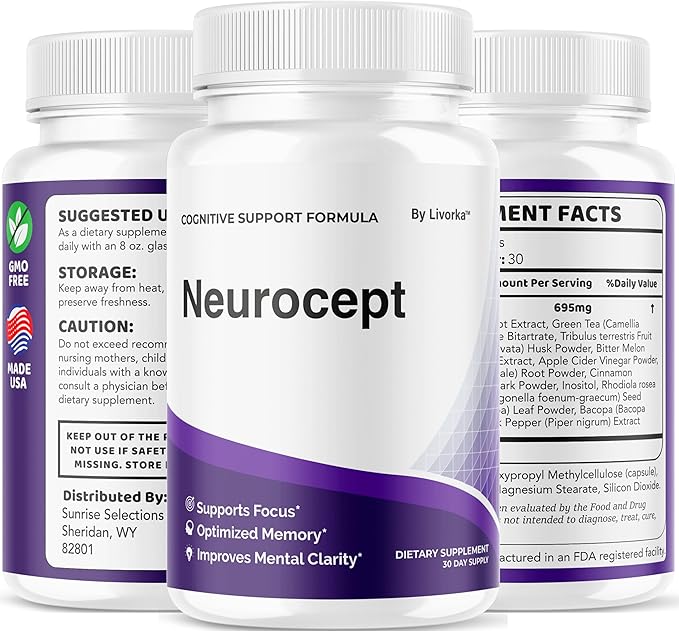 (2 Pack) Neurocept Brain Supplement Capsules - Official Neuro cept Brain & Memory Focus Support Advanced Formula, Neurocept Pills Daily Support for Overall Health & Wellness, 120 Capsules for 2 Months