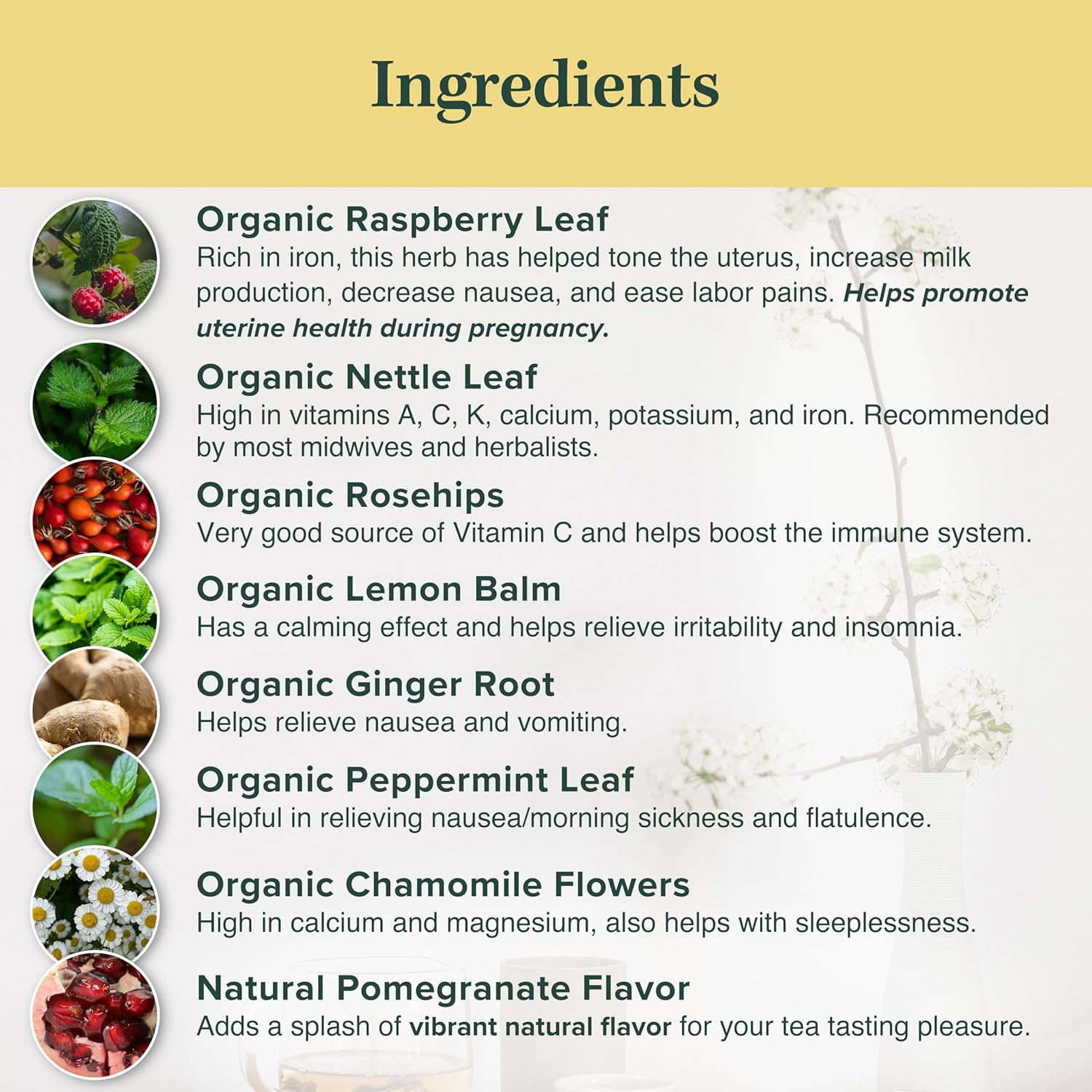 Jade Tea - Organic Second Trimester Pregnancy Tea | Uterine Toning Prep & Sustained Prenatal Mineral Support | Caffeine-Free, Fair Trade, Sustainable, Made In USA (Pomegranate)