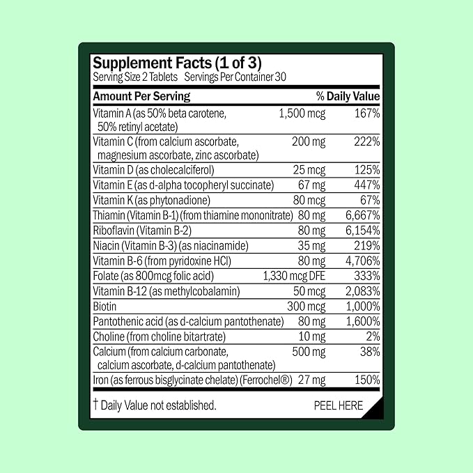 Women’s Multivitamin | Daily Supplement with Essential Vitamins, Minerals & Iron | Supports Immunity, Heart Health, Bone Health, Energy & Mood | Major Allergen - Free | 60 Tablets