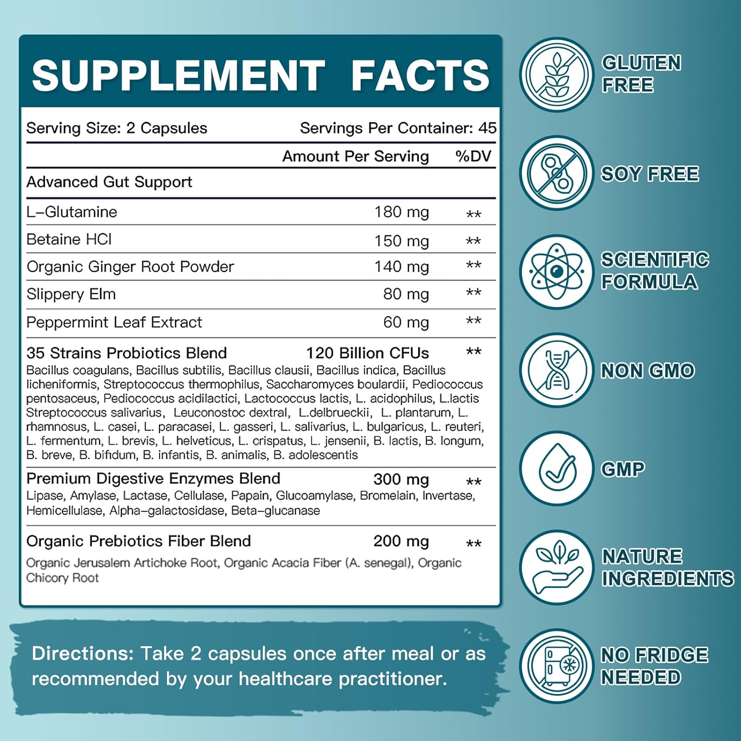 Probiotics for Women-Men Digestive Health with 120 Billion CFUs, Prebiotics and Probiotics for Women-Men, Digestive Enzymes, Nutrient Absorption, Immune Support, 90 Veggie Caps (45 Days Supply)