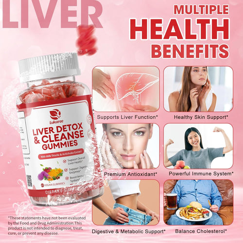 2 Pack Lukaree Liver Cleanse Detox & Repair Gummies | Sugar-free Milk Thistle Supplement w/Dandelion, Artichok & L-Glutathione - Ultra-Concentrated Herbal Liver Support for Men & Women -Vegan,60 Count