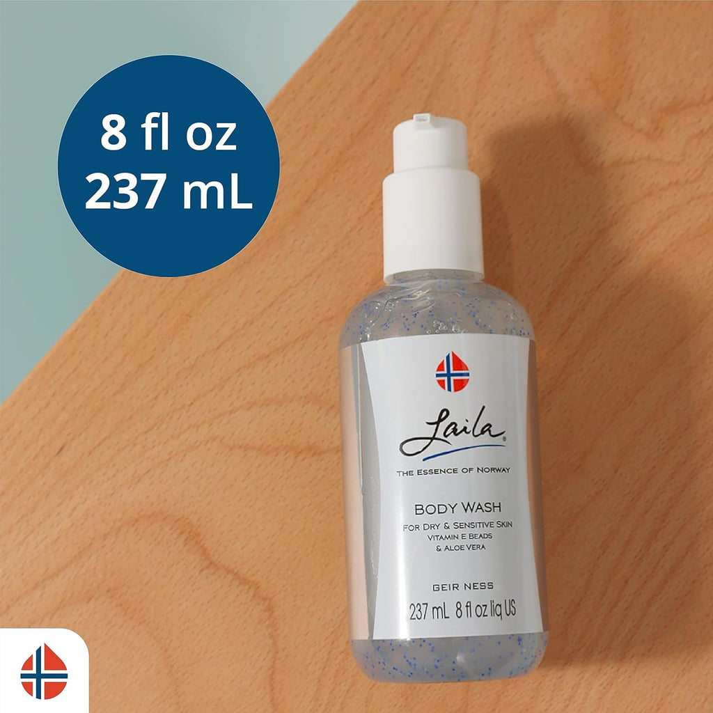 Geir Ness Laila Body Wash - Nourishing and Moisturizing Shower Gel - With Vitamin A and E - For Dry And Sensitive Skin - Rich and Fragrant Body Cleanser For Women