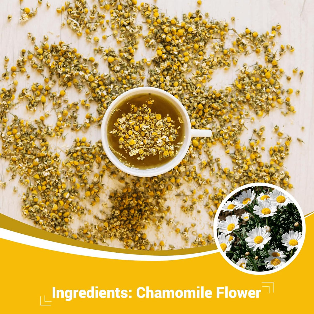 Chamomile Tea Bags, Chamomile Flower Herbal Tea - Sugar-Free, Caffeine-Free, 50 Teabags