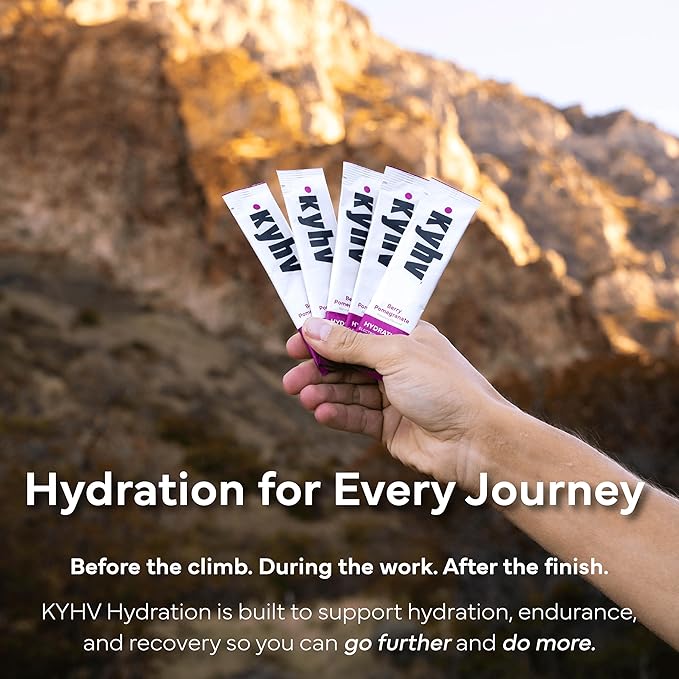 Kyhv Nutrition Hydration Electrolyte Drink Mix Powder Packets - Berry Pomegranate - Balanced Sodium, Potassium, Magnesium & Vitamin C, Zero Sugar, Monk Fruit Sweetener (12 Sticks)