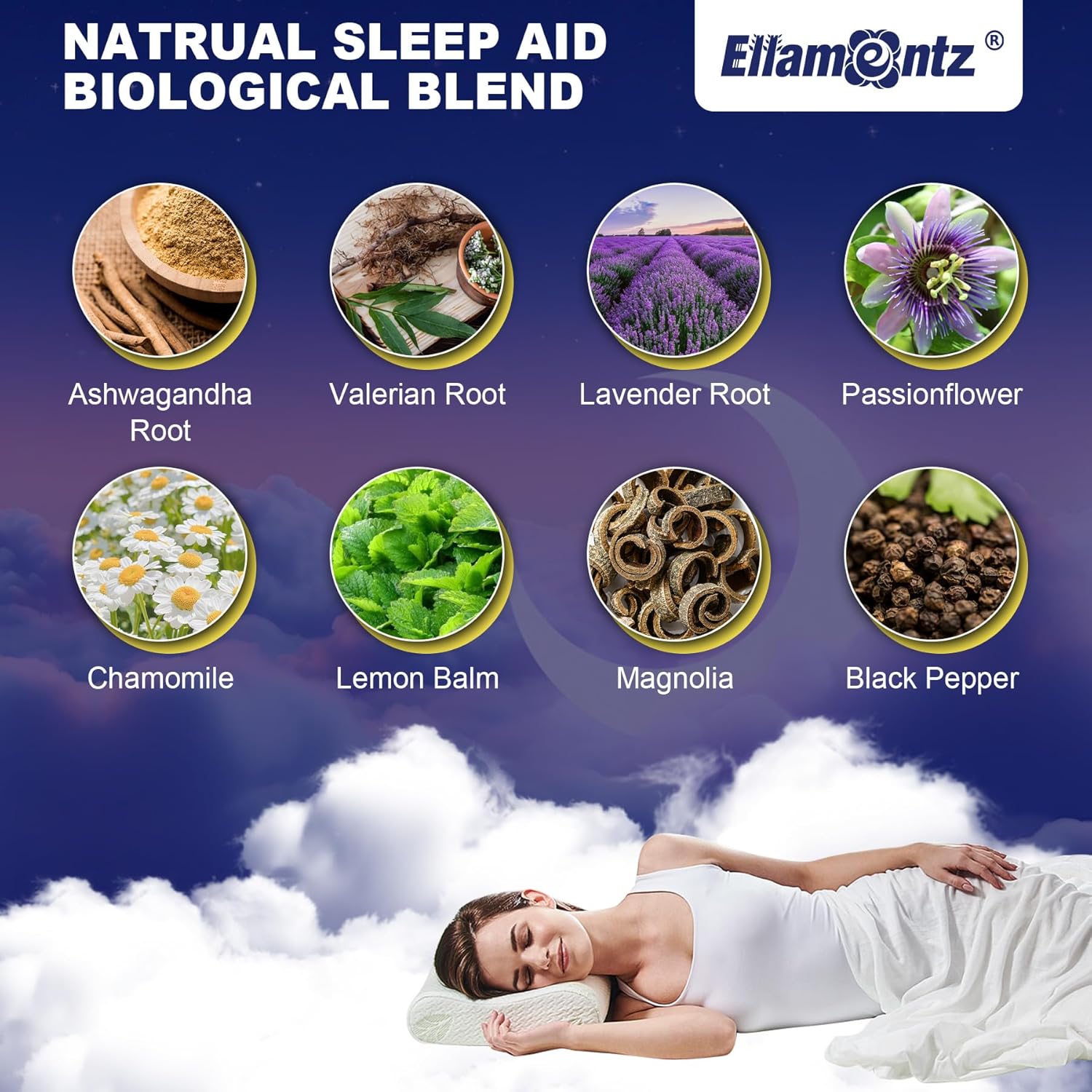Sleep Gummies Melatonin Free with Magnesium Glycinate, L-Tryptophan, GABA, L-Theanine, Ashwagandha, Natural Sleep Aid Calm Relax Gummy No Melatonin for Adults Extra Strength Without Melatonin, 60Cts