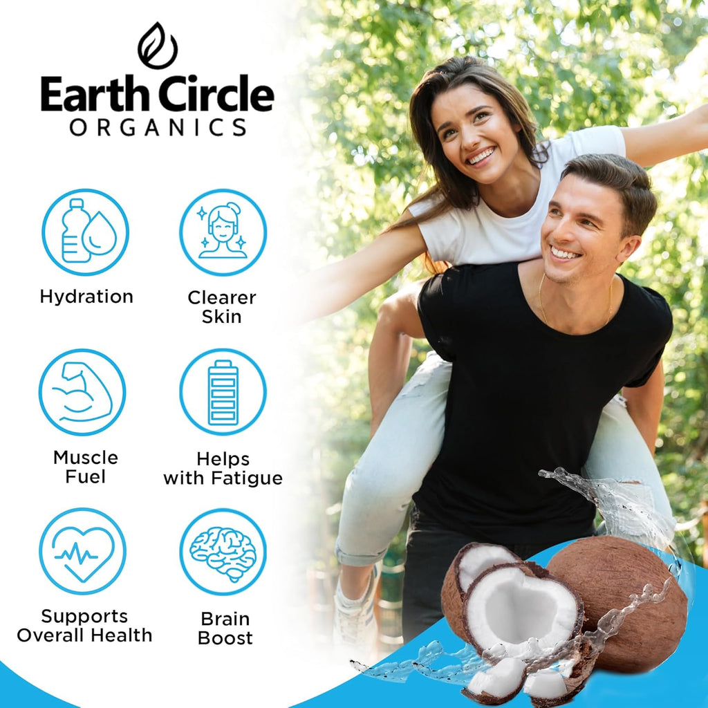 Earth Circle Organics Pure Coconut Water Powder | Coconut Electrolyte Powder for Energy and Hydration Supplement | No Additives | Unsweetened | Vegan | Keto | Gluten Free - 8oz (Pack of 1)