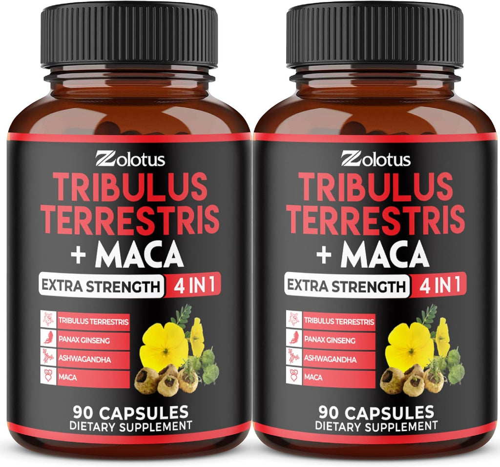 Zolotus 2 Packs Tribulus Terrestris with Maca Root Ashwagndha Root, Panax Ginseng - 6 Months Supply
