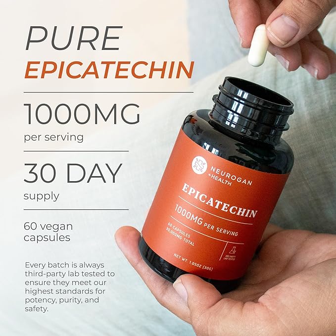 Potent Epicatechin Capsules 500mg Each,1000mg/serving - Advanced Support for Nitric Oxide, Muscle Health & Endurance - for Athletes Seeking Performance Edge - 30,000 Total, 60ct.Made in USA