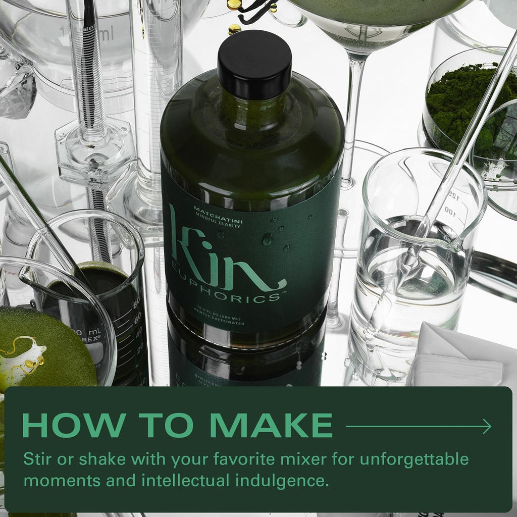 Kin Euphorics Matchatini | Non-Alcoholic Matcha Cocktail | Adaptogens, Nootropics, Botanicals | Vanilla, Maple, Tart Finish | Elevate Mood & Calm Mind | 16.9 fl oz