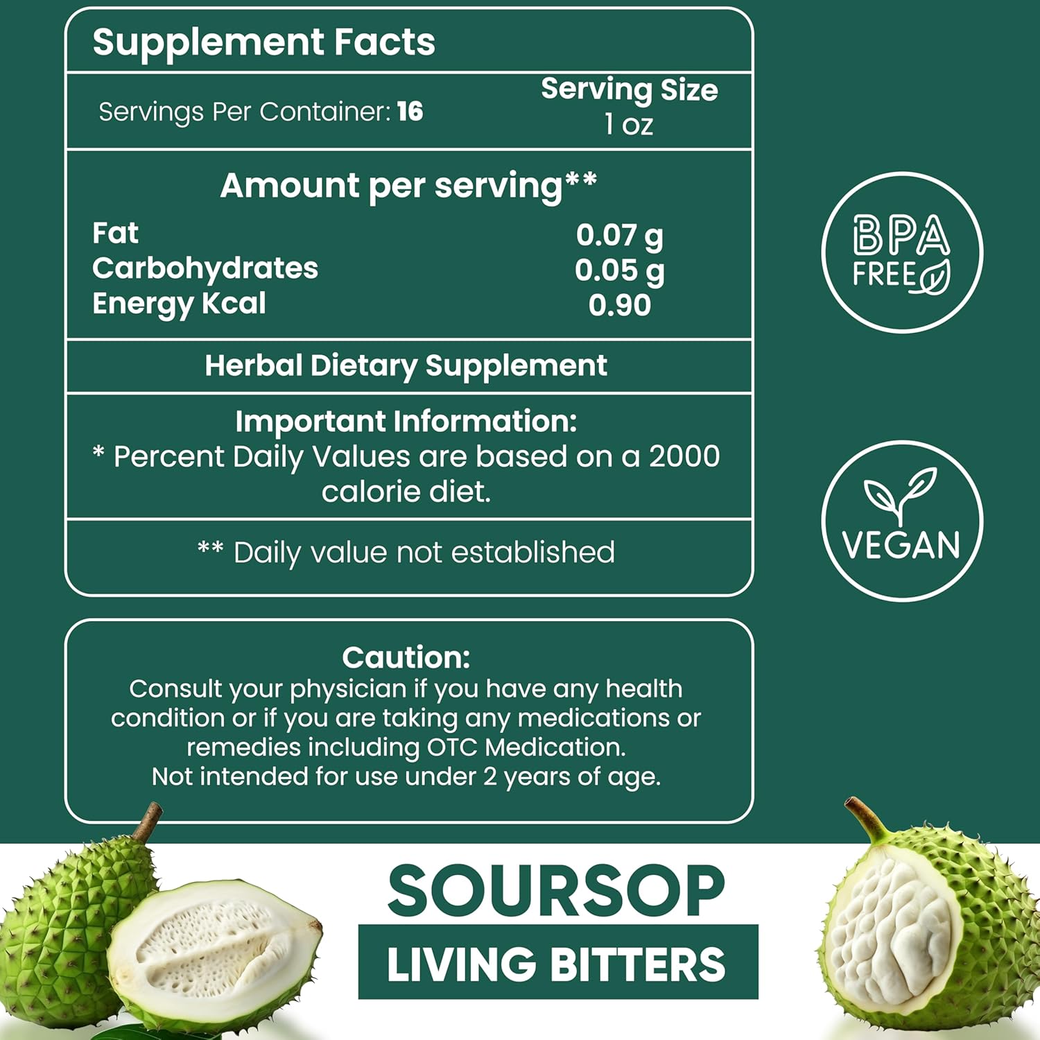 Herboganic Soursop Living Bitters for overall Health and wellness | Pack of 3 | 16 Oz