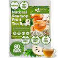 FreshDrinkUS, 60 Premium Soursop Graviola Fruit Tea Bags, 100% Natural and Pure from Soursop Fruits, Made With Natural Materials-Corn Fiber Tea Bag, Sugar/Caffeine/Gluten Free, Hoja Guanabana Tea