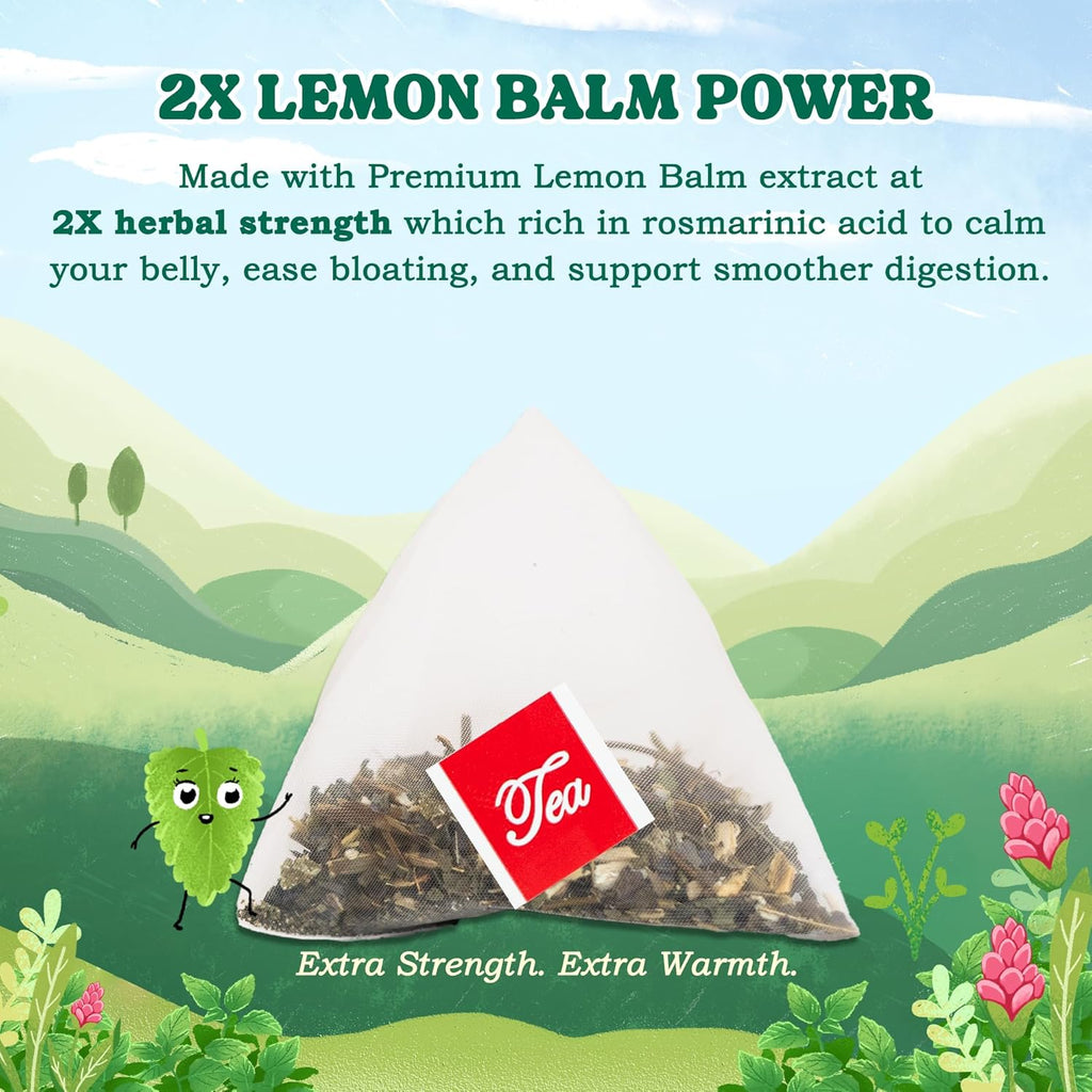 LoveinTea Lemon Balm Herbal Tea Bags, Caffeine-Free, 100% Natural Vietnamese Lemon Balm Blend, Plant-Based Pyramid Bags, 30 Count