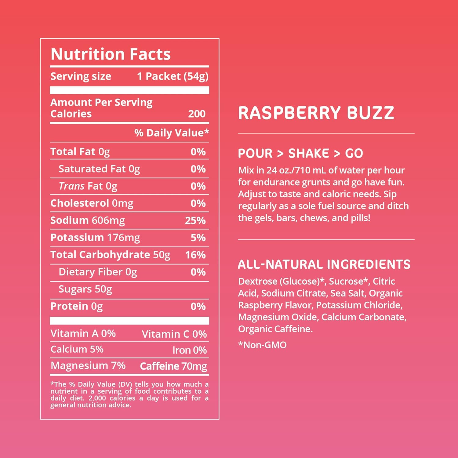 Tailwind Nutrition Endurance Fuel, Caffeine Drink Powder Mix Single Serving with Electrolytes, Non-GMO, Free of Soy, Dairy, and Gluten, Vegan-Friendly, Raspberry Buzz, Pack of 12