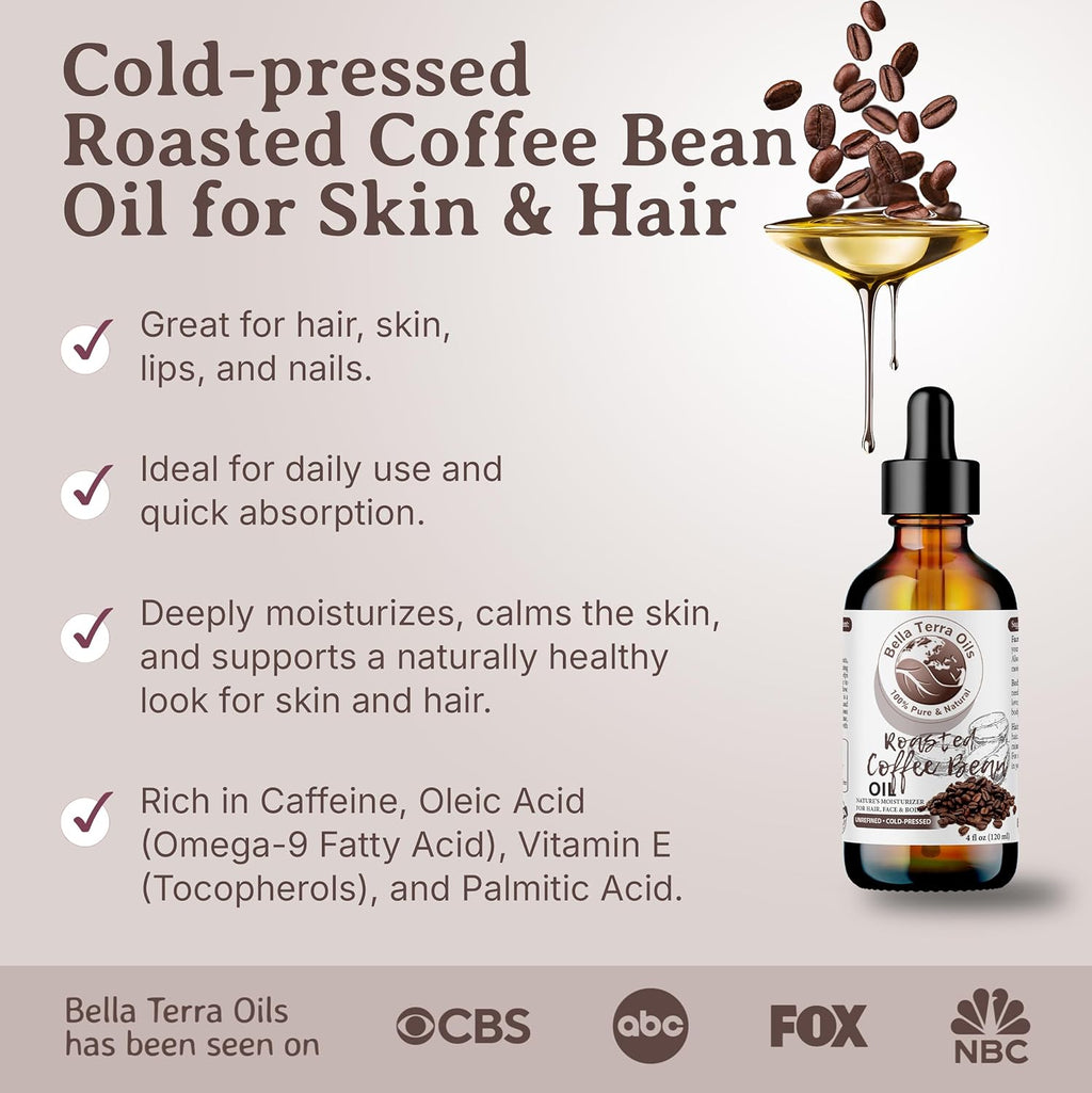 Bella Terra Oils – Roasted Bean Oil 4oz – A Symphony of Oils for Flavoring, Rich in Chlorogenic Acid, For the Love of Pure Aroma