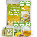FreshDrinkUS, Premium 75 Mullein Licorice Tea Bags, 100% Natural, Blend of Mullein Leaves, and Licorice Root. Made with Natural Material Tea Bags. No Sugar, Vegan.