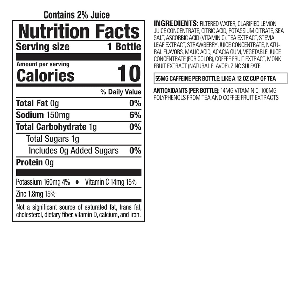 Bai Antioxidant Infused Water Beverage, São Paulo Strawberry Lemonade, with Vitamin C and No Artificial Sweeteners, 18 Fluid Ounce Bottle, 6 Pack