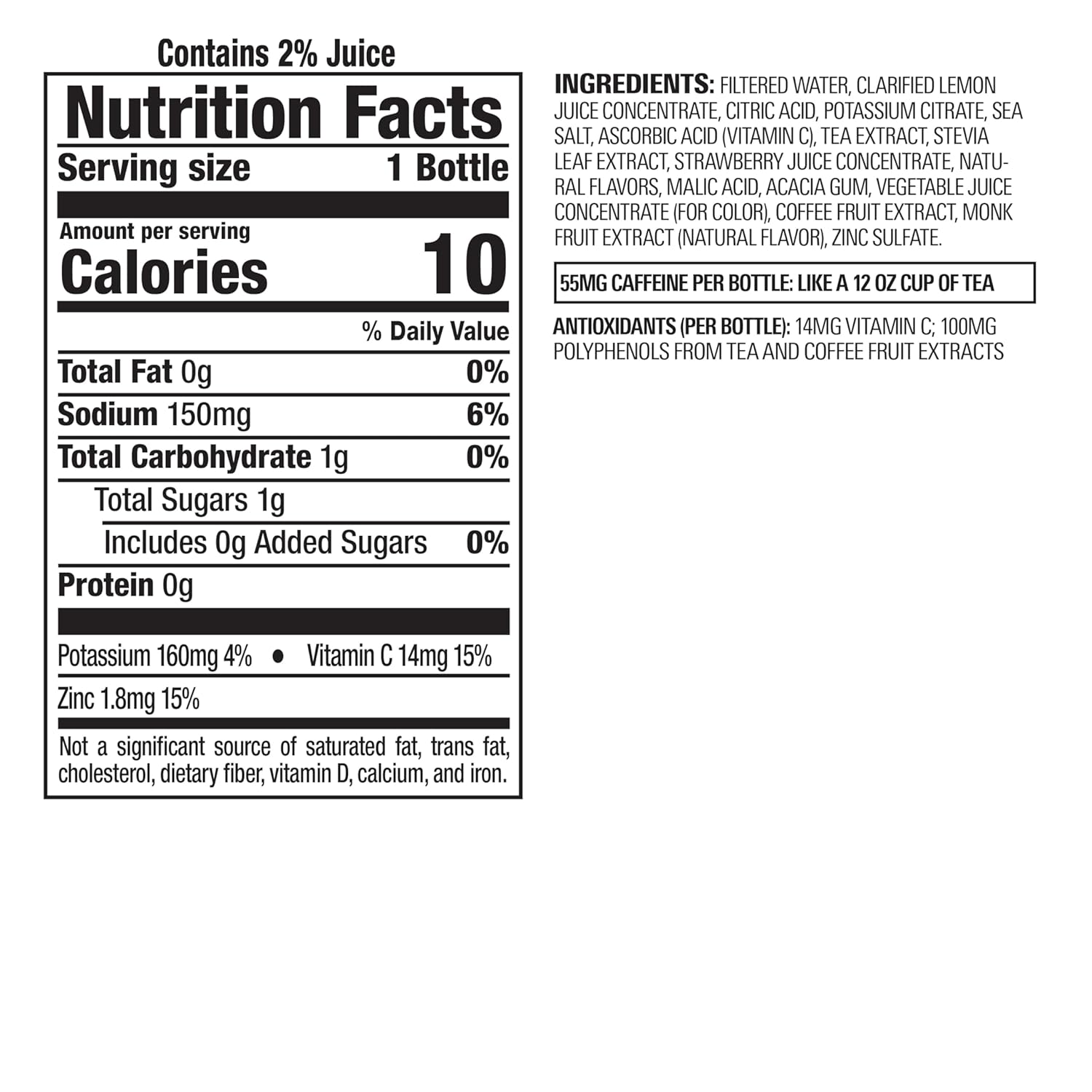 Bai Antioxidant Infused Water Beverage, São Paulo Strawberry Lemonade, with Vitamin C and No Artificial Sweeteners, 18 Fluid Ounce Bottle, 6 Pack