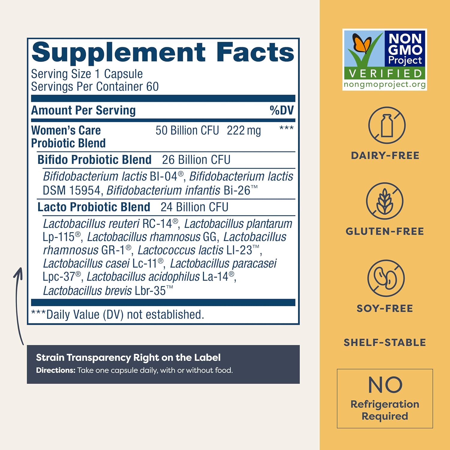 Renew Life Women's Probiotic Capsules, 50 Billion CFU Guaranteed, Supports pH Balance, Vaginal, Urinary, Digestive and Immune Health(2), L. Rhamnosus GG, Dairy, Soy and Gluten-Free, 60 Count
