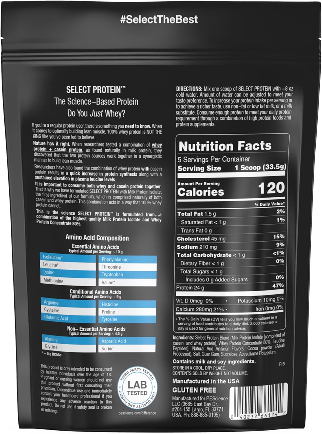 PEScience Select Protein Powder, Whey and Casein Blend, Clean Protein Powder for Women and Men, Low Calorie, Low Carb, Keto Friendly, Gluten Free, Frosted Chocolate Cupcake, 5 Servings