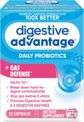 Digestive Enzyme and Probiotic Capsule- Digestive Advantage 32 Capsules, Survives 100x Better than regular 50 billion CFU, Breaks down food, helps prevent gas