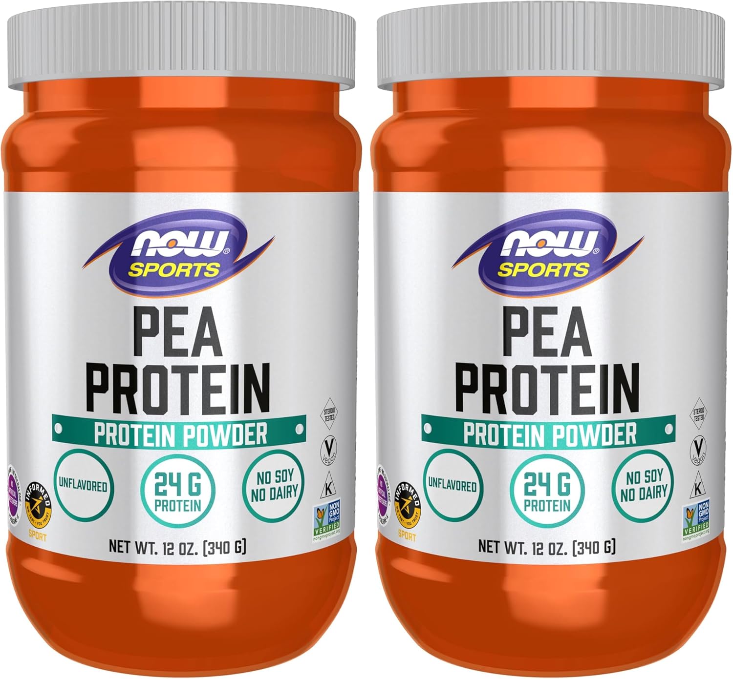NOW Sports Nutrition, Pea Protein 24 g, Easily Digested, Unflavored Powder, 12-Ounce (Pack of 2)