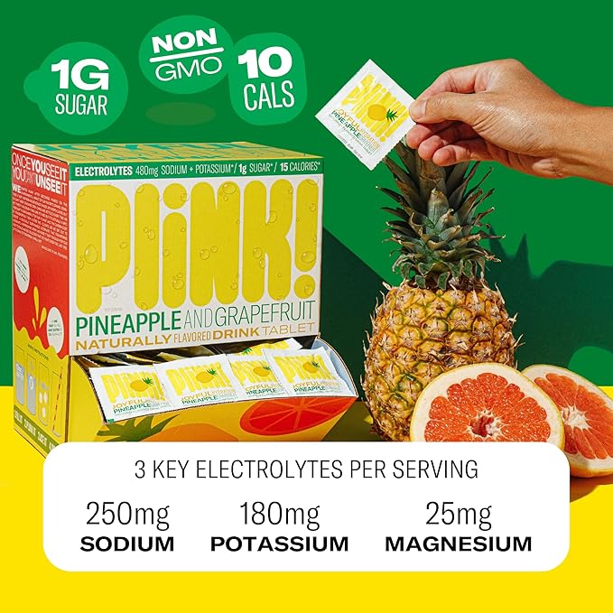 Plink! Fizzy Electrolyte Tablets for Adults & Kids – Pineapple Grapefruit, 108ct – Daily Hydration with Electrolytes – Low Sugar, Low Calorie, Vegan, Keto Friendly, Non-GMO