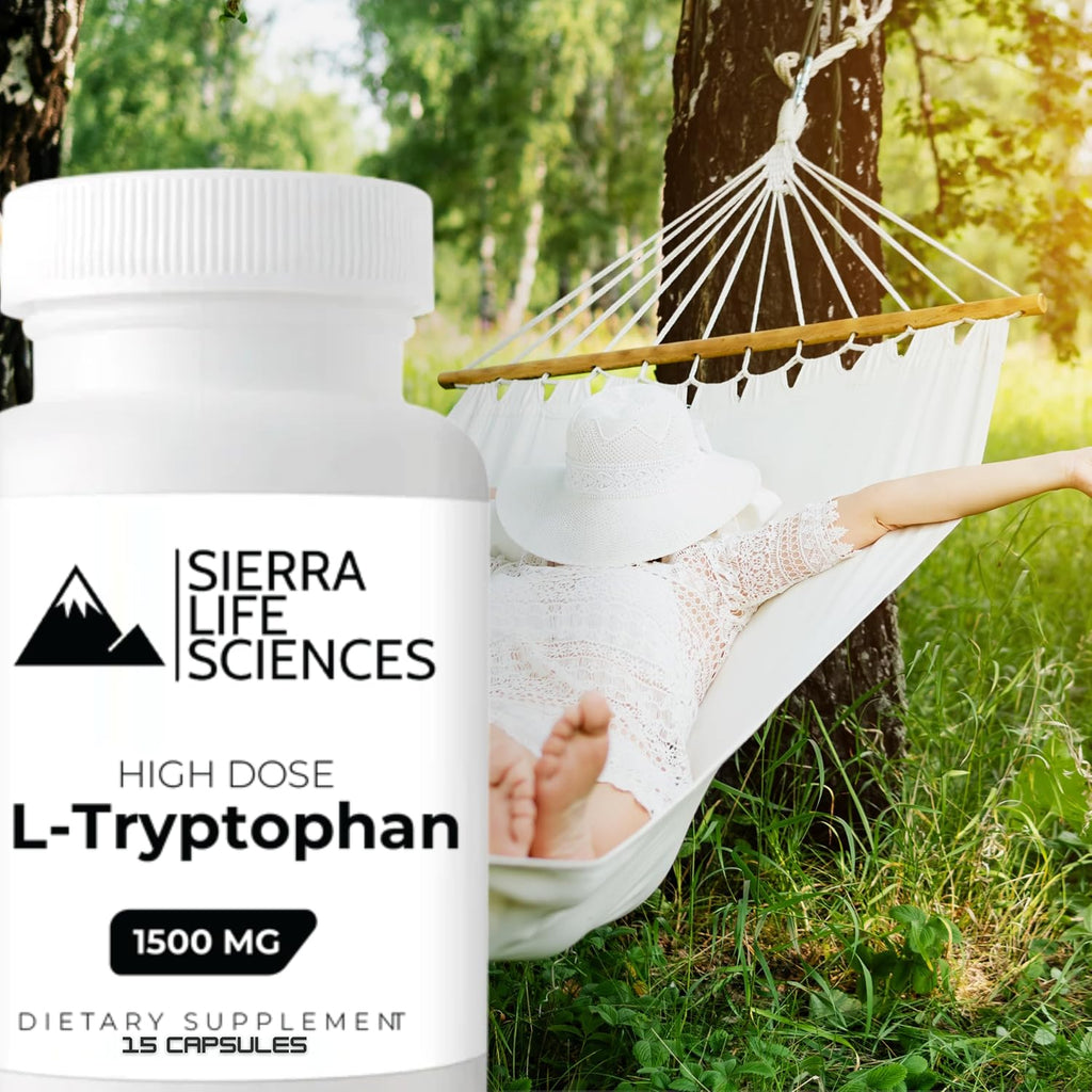 1500mg High Dose L-Tryptophan Max in Easy-to-Swallow Capsules | Gluten-Free, Non-GMO | Travel Size (Single)