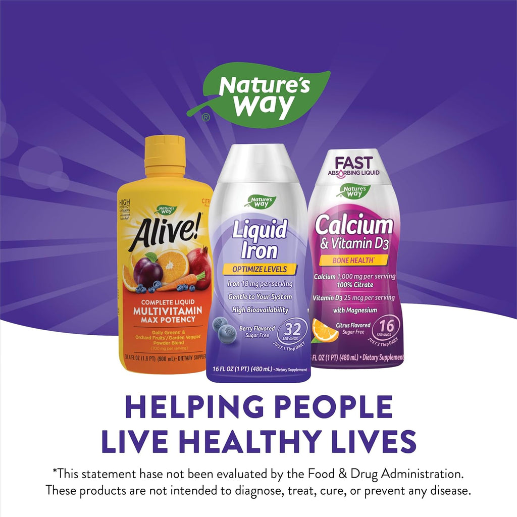 Nature's Way Liquid Iron, Provides Daily Value of Iron, Sugar Free, Berry Flavored, 16 Fl. Oz. (Pack of 2)