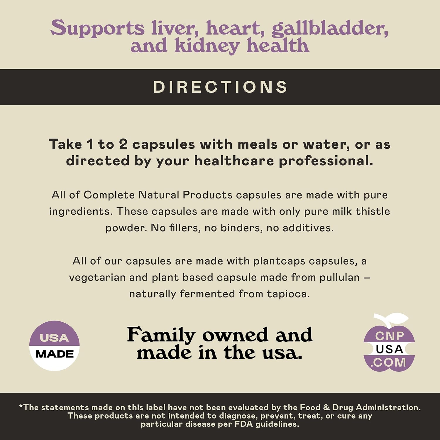 Complete Natural Products Pure Organic Milk Thistle Capsules - 500 mg Silymarin Powder 100 Pills
