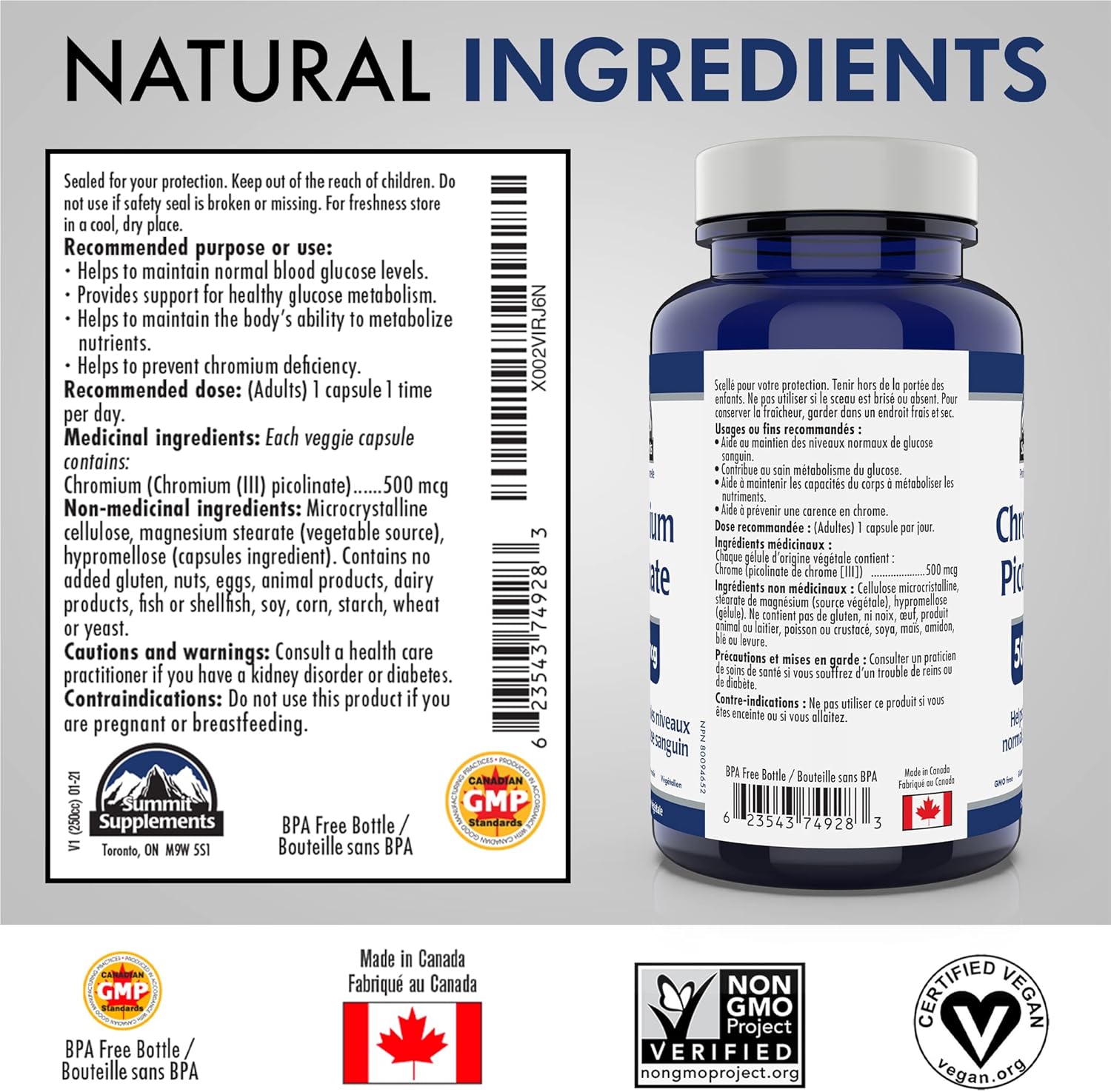 Summit Supplements, Chromium Picolinate 500 Mcg, 150 Veggie Caps, Professional Series