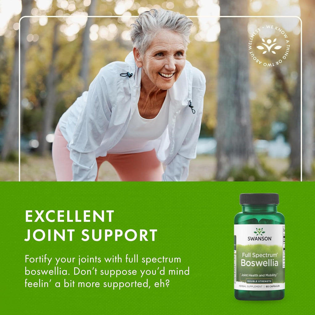 Swanson Double Strength Boswellia - Herbal Supplement Promoting Joint Support - Ayurvedic Herb for Joint Flexibility & Mobility Support - Made w/Boswellia Serrata Resin - (60 Capsules, 800mg Each)