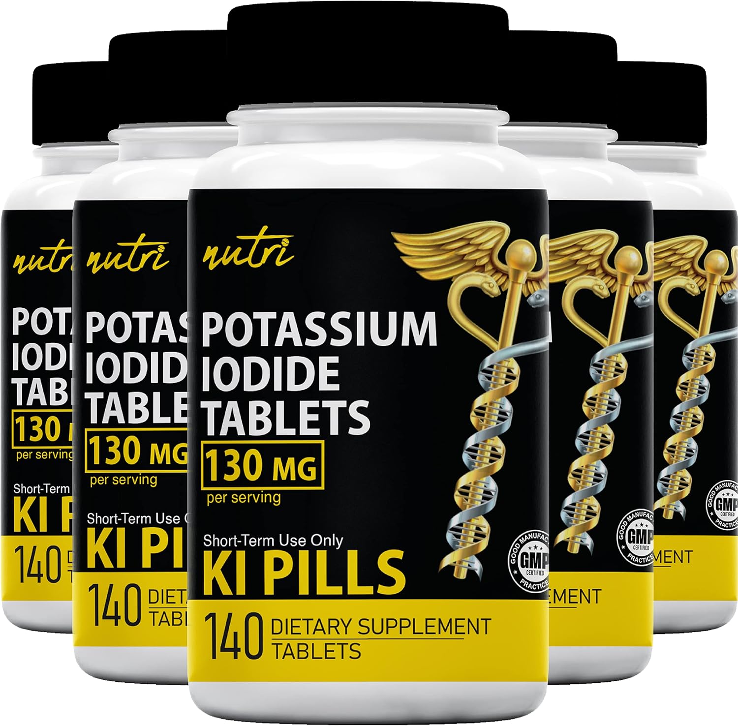Nature's Fusions Potassium Iodide Tablets (Pack of 5) 130mg - 700 Tablets EXP 10/2032 - YODO Naciente - KI Pills - Yoduro de Potasio