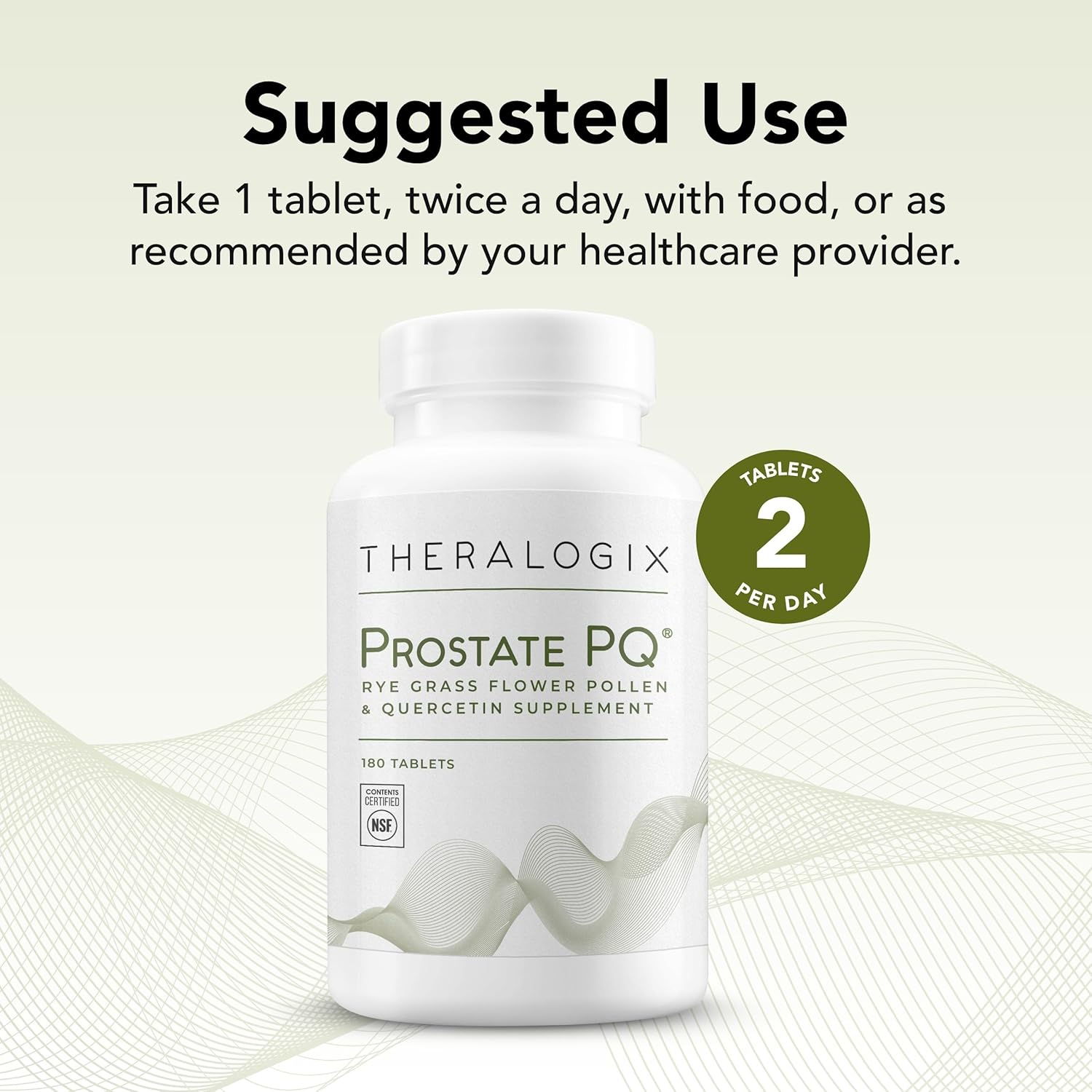Theralogix Prostate PQ - Rye Grass Pollen Extract & Quercetin Supplement - 90-Day Supply - Antioxidant Support for Prostate & Pelvic Health & Urinary Tract Function* - NSF Certified - 180 Tablets