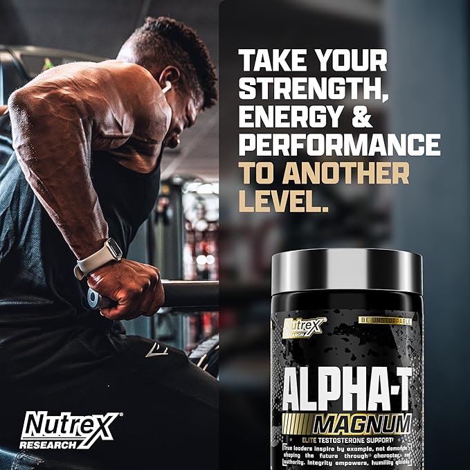 Nutrex Research Alpha-T Magnum Testosterone Support for Men | Anabolic Supplement with Tongkat Ali, Fadogia Agrestis, Shilajit and Ashwagandha | Muscle Builder for Strength, Growth & Hormone Balance