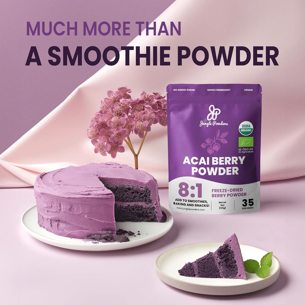 Organic Acai Powder 5 Ounce Bag Freeze Dried Acai Berry Powder from Whole Berries, Antioxidant-Rich Acai Powder Organic for Smoothie Bowls, Acai Berries Superfood Smoothie Powder