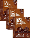 IQBAR Brain and Body Plant Protein Bars - Chocolate Sea Salt - 36-Count - Keto, Vegan, Low Carb, High Fiber, Gluten Free, Dairy Free, Low Sugar Snack with Nutrients for Focus, Energy, Meal Replacement