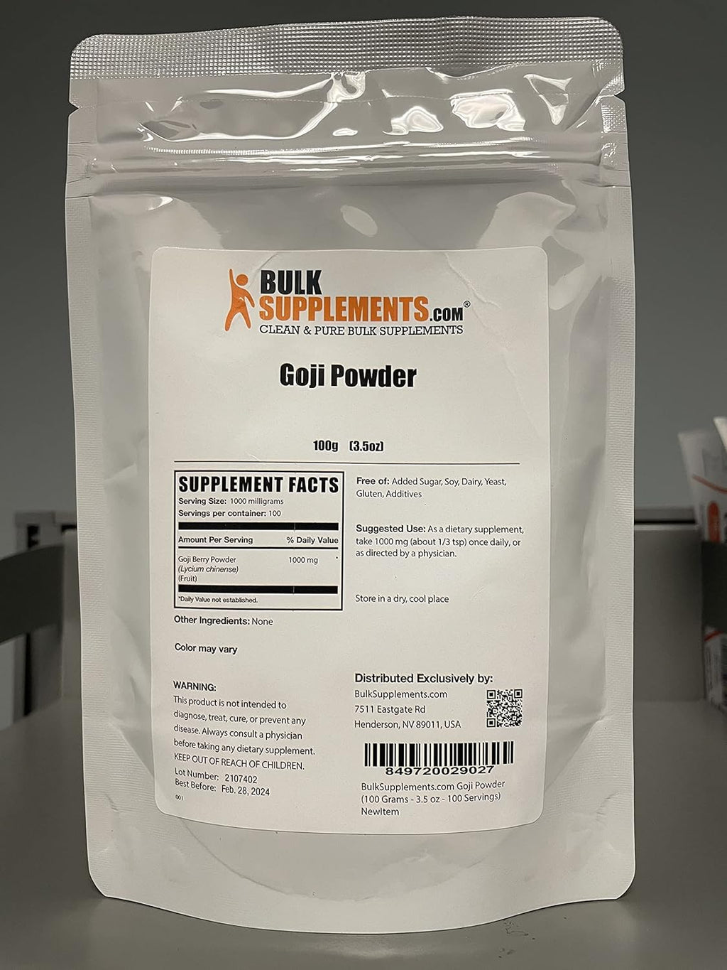 BulkSupplements.com Goji Berry Powder - Goji Berries Supplement, Wolfberry Powder - Vegan & Gluten Free, 1g per Serving, 100g (3.5 oz) (Pack of 1)