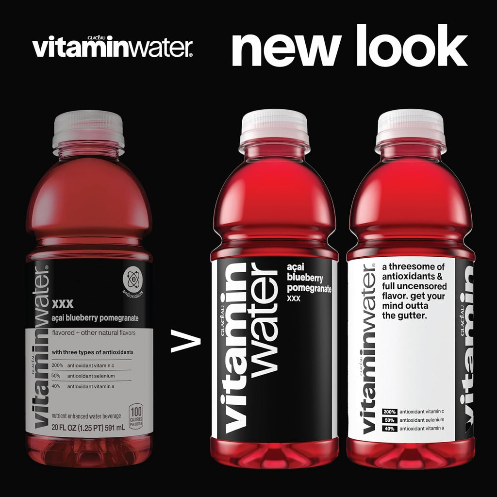 vitaminwater XXX Açai Blueberry Pomegranate Nutrient Enhanced Flavored Water Beverage, 20 fl oz Bottles, 12 Pack