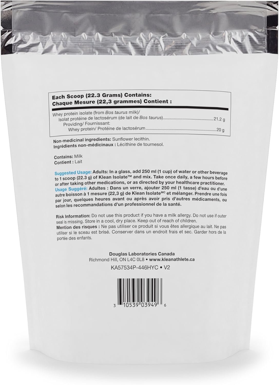 Klean Athlete Klean Isolate - Whey Protein Isolate - Daily Protein & Amino Acid - Intake for Muscle Integrity* - NSF Certified for Sport - 20 Servings - Unflavored