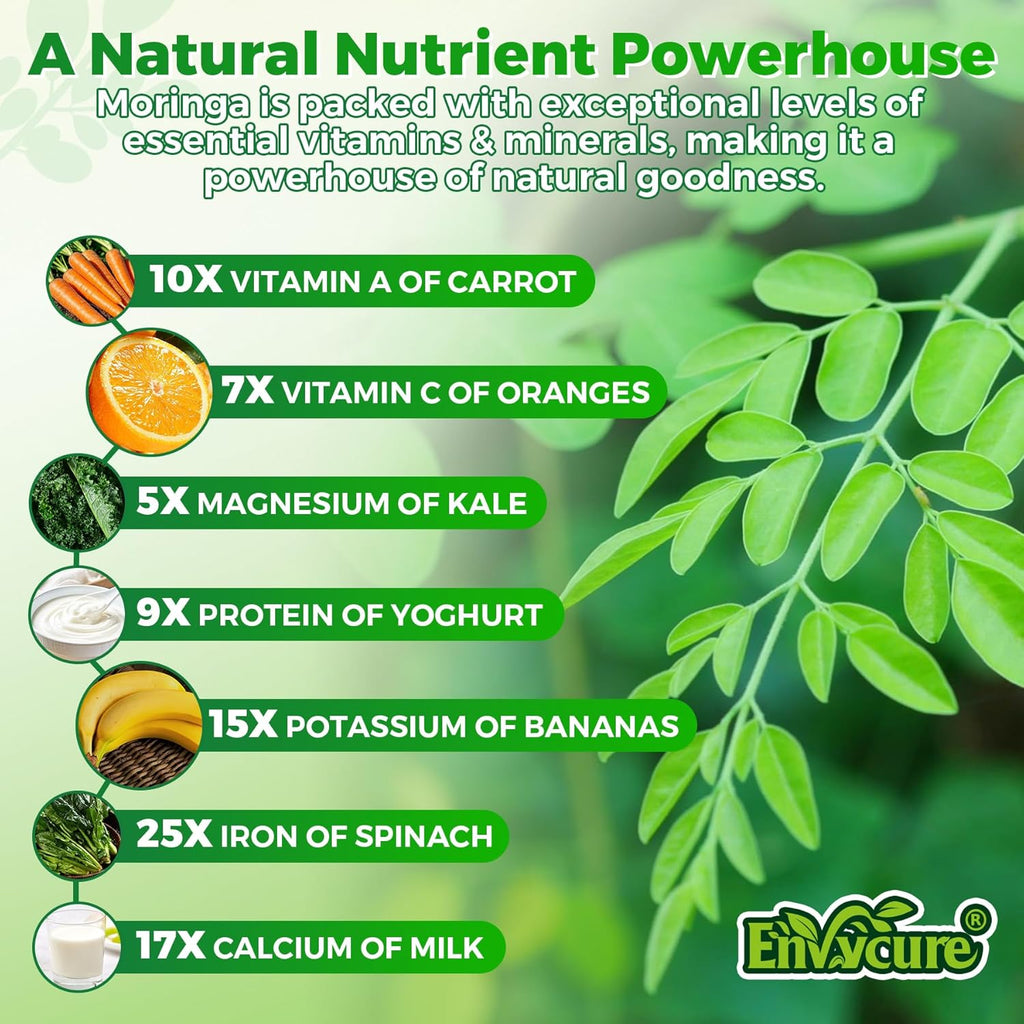 Moringa Spirulina Gummies Organic, Rich in Antioxidants, Essential Vitamins & Amino Acids, Pure Moringa Oleifera Leaves with Wheatgrass & Chlorella for Energy & Immunity, Green Superfood, 120 Cts