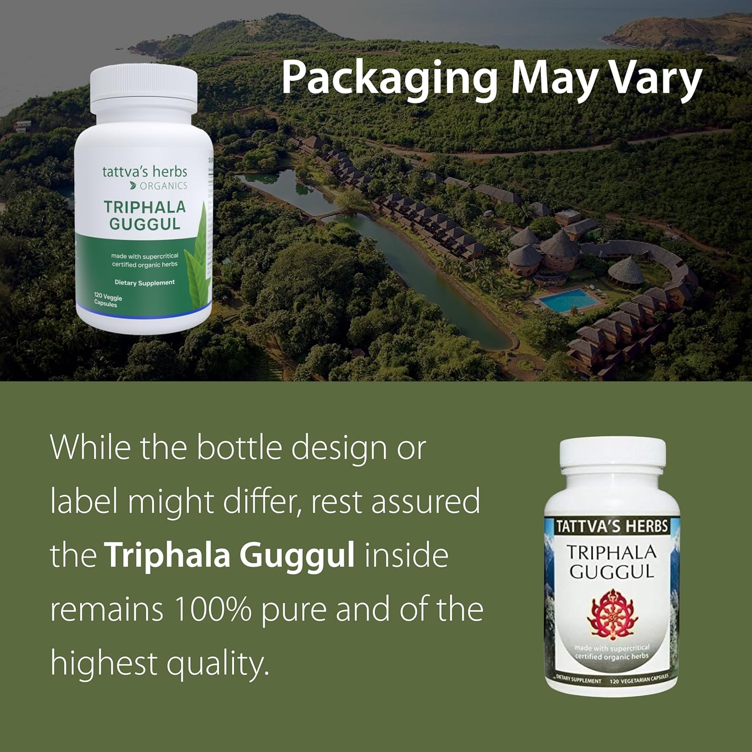 Triphala Guggul Herbal Supplement, Ayurveda Herbal Supplements, Digestive Health and Support, Organic Triphala Capsules, 120 Count, 25 Years of Premium Service