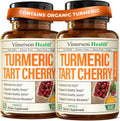 Turmeric Curcumin Supplement with 10:1 Tart Cherry Extract & Celery Seed Extract - Natural Uric Acid Balance, Joint Health, Sleep Aid - Turmeric Curcumin with Black Pepper. Tart Cherry Capsules 2 Pack