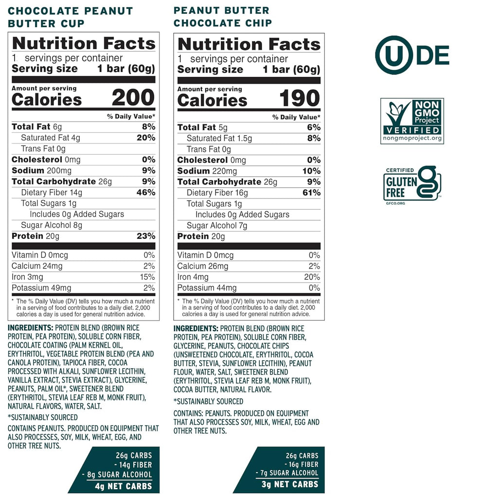 No Cow Vegan Protein Bars, Upgraded Brand Sampler Pack | 20g Plant Based Protein, Gluten Free, Dairy Free, Soy Free, Keto Friendly, Low Sugar, High Fiber Snack Bars | Pack of 12