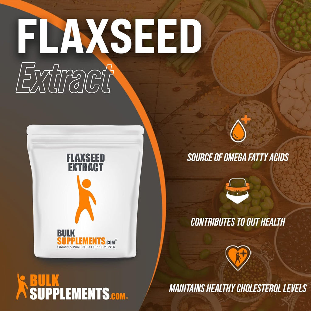 BulkSupplements.com Flaxseed Extract Powder - Omega-3 Supplement, Flaxseed Powder - Vegan & Gluten Free, 1g per Serving, 1kg (Pack of 5) (11 lbs)