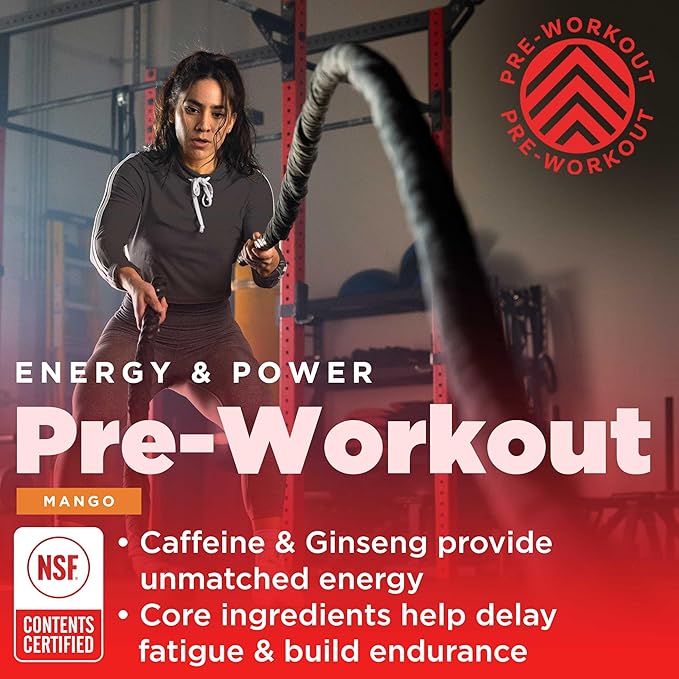 Gnarly Nutrition Natural Pre-Workout Powder, Mango – NSF Contents Certified, Endurance & Recovery – Vegan Pre-Workout, Sports Nutrition – Mango with Caffeine, 14.82 oz